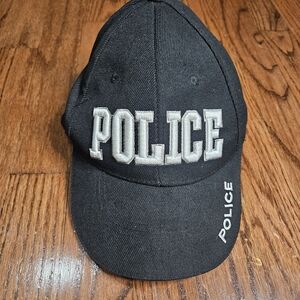 Black Police Embroidered Cap